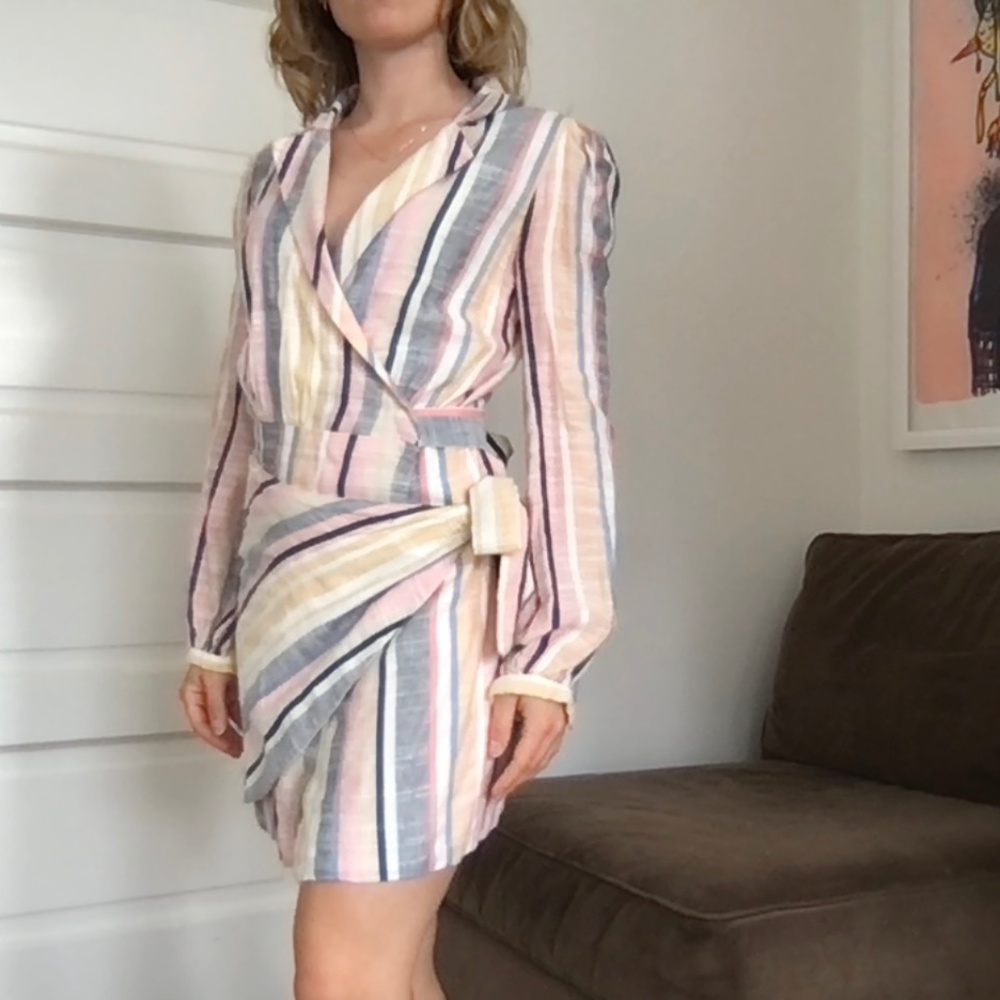 Majorelle - Striped Wrap Blazer Dress